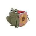 FABELAB activity cube garden by Citron Grenadine; soft fabric cube with frog face and sunflower panel.