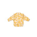 LIEWOOD Merle bib in lemon yellow floral print with ruffled shoulder details