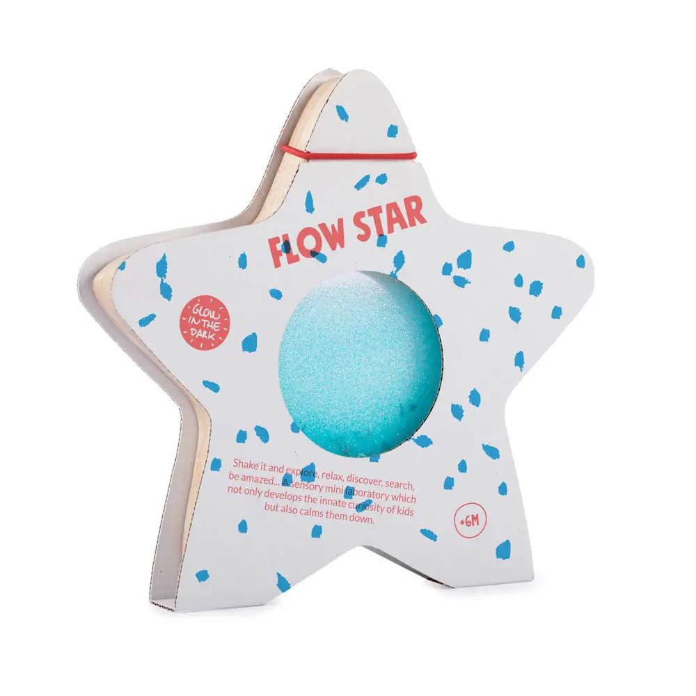PETIT BOUM étoile sensorielle orionis blue wooden star rattle by Citron Grenadine