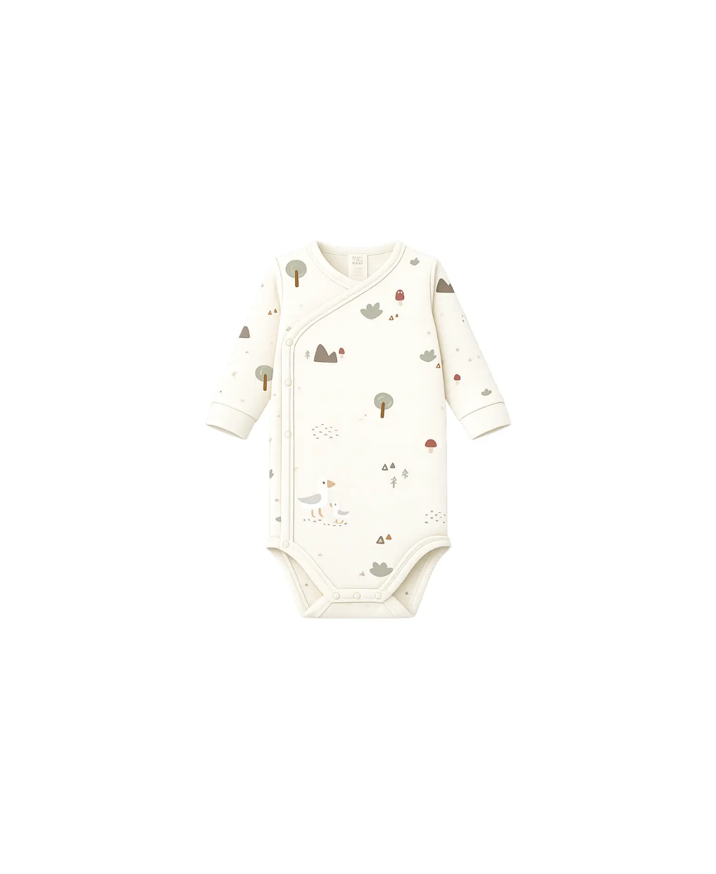 MORE THAN BABIES body cream wrap-style baby onesie with forest print by Citron Grenadine
