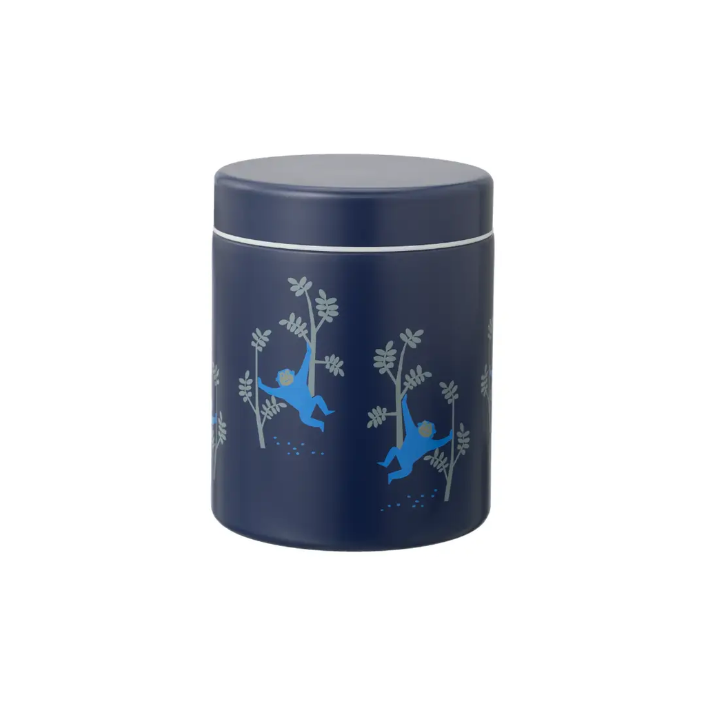 FRESK stainless steel thermos lunch box 500ml navy blue with two blue monkeys climbing trees