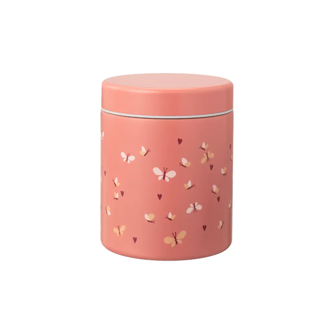 FRESK 500ml stainless lunch thermos with pink butterfly pattern