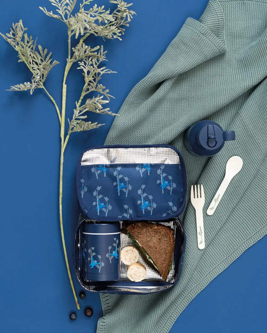 FRESK insulated lunch bag isotherme, blue with monkey motif, Citron Grenadine brand