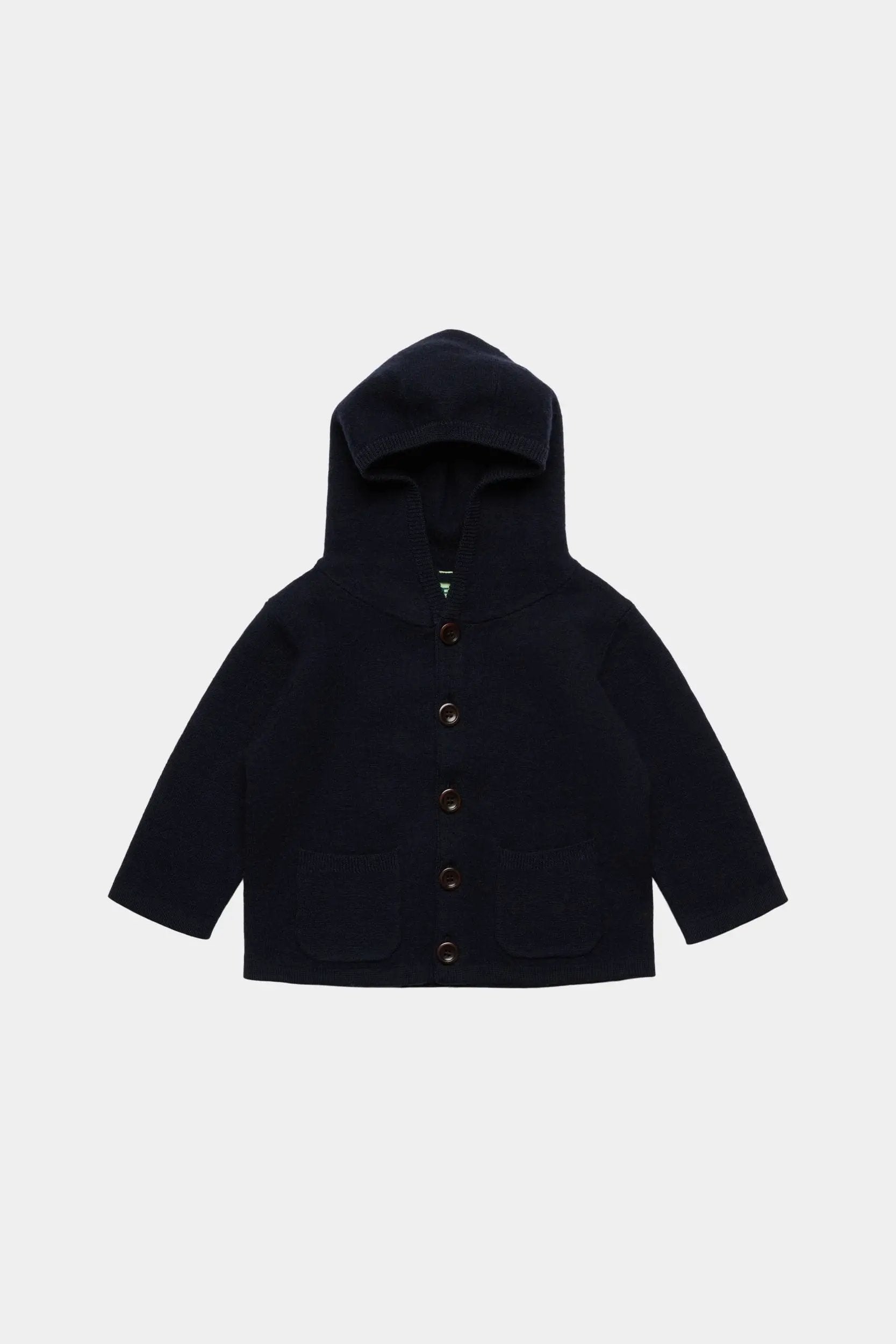 FUB merino hooded cardigan in dark navy for children by Citron Grenadine