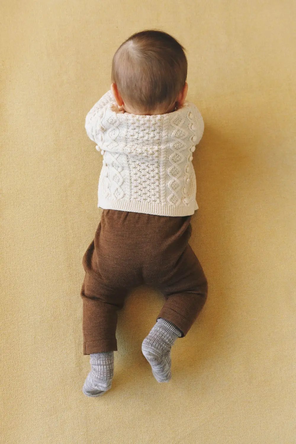 Pantalon de jogging mérinos hazel melange, Citron Grenadine, pour bébé