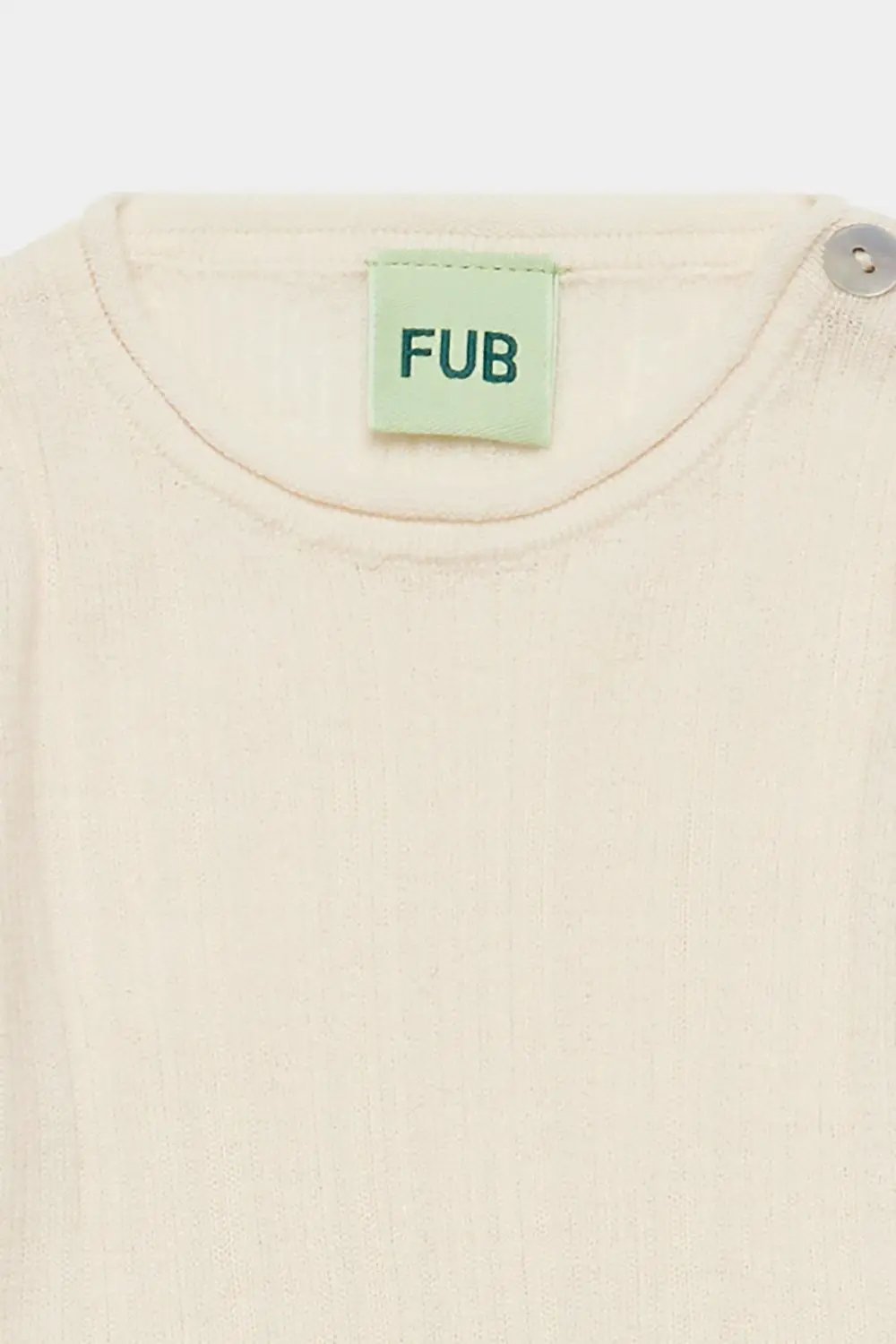 FUB ribbed merino body in ecru with snap at shoulder