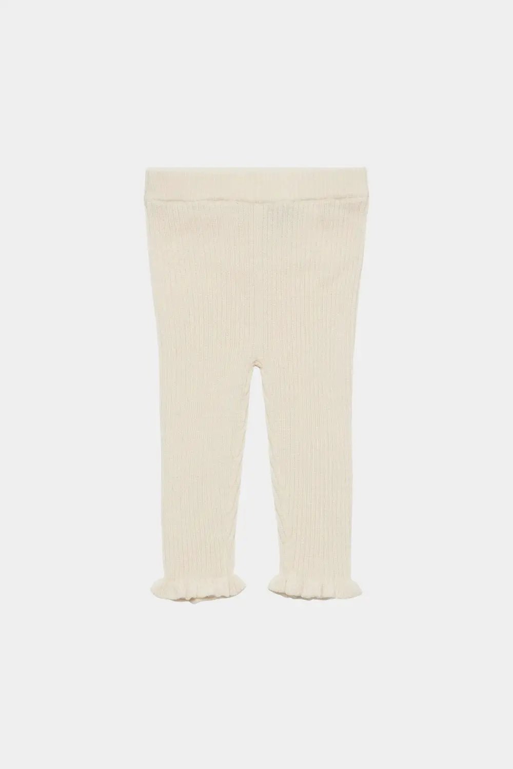 FUB merino wool legging with ruffle hems, écru by Citron Grenadine