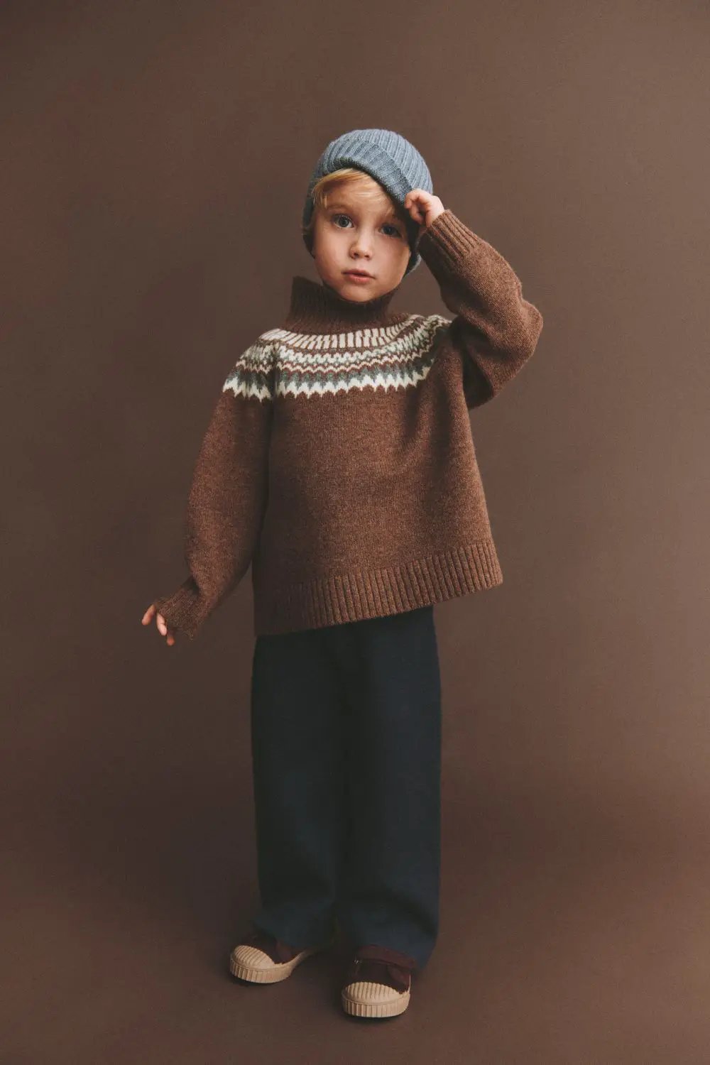 FUB pull en laine fair isle hazel melange wool knit sweater for kids