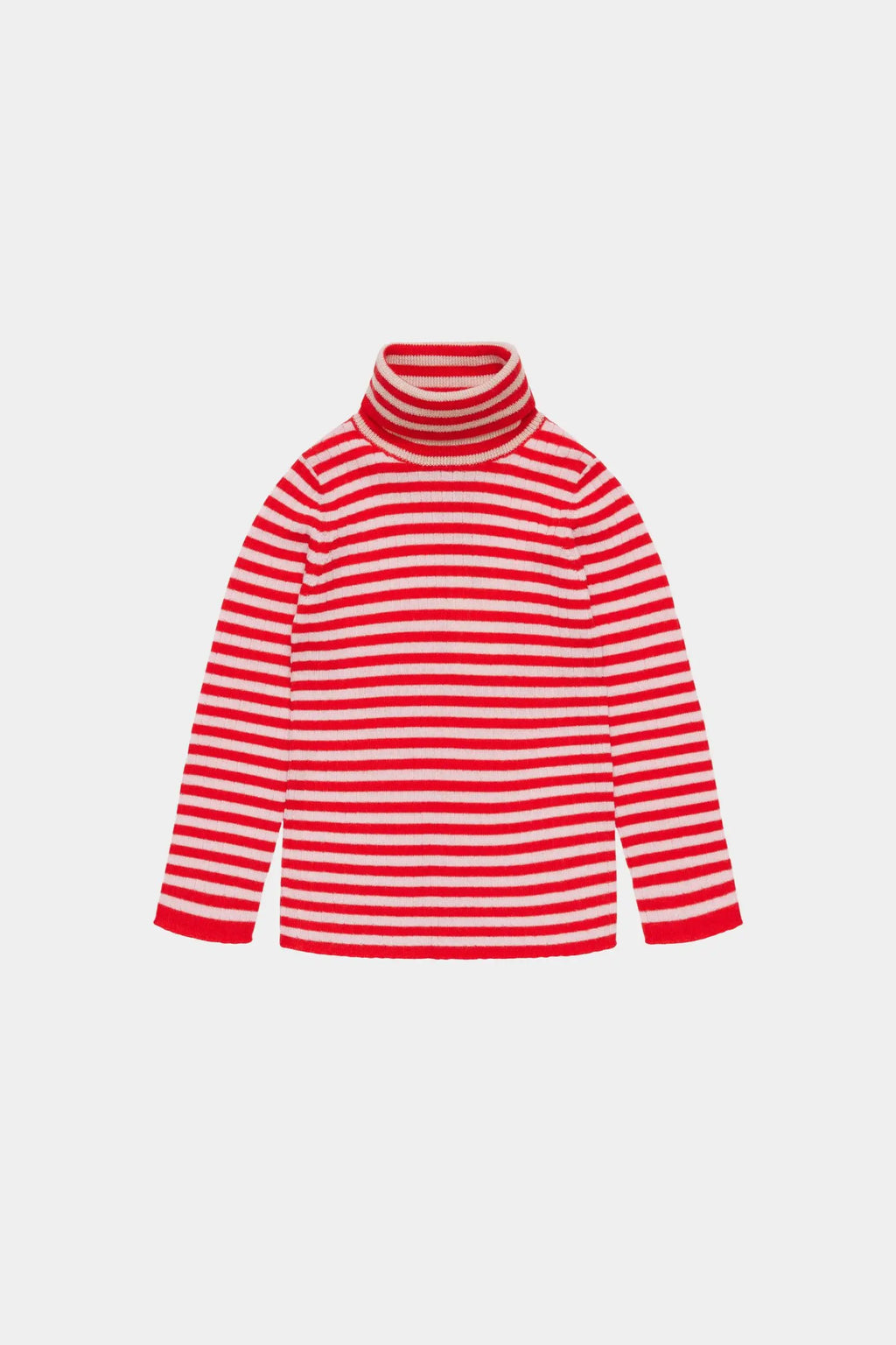 Merino striped turtleneck sweater in red and white by Citron Grenadine