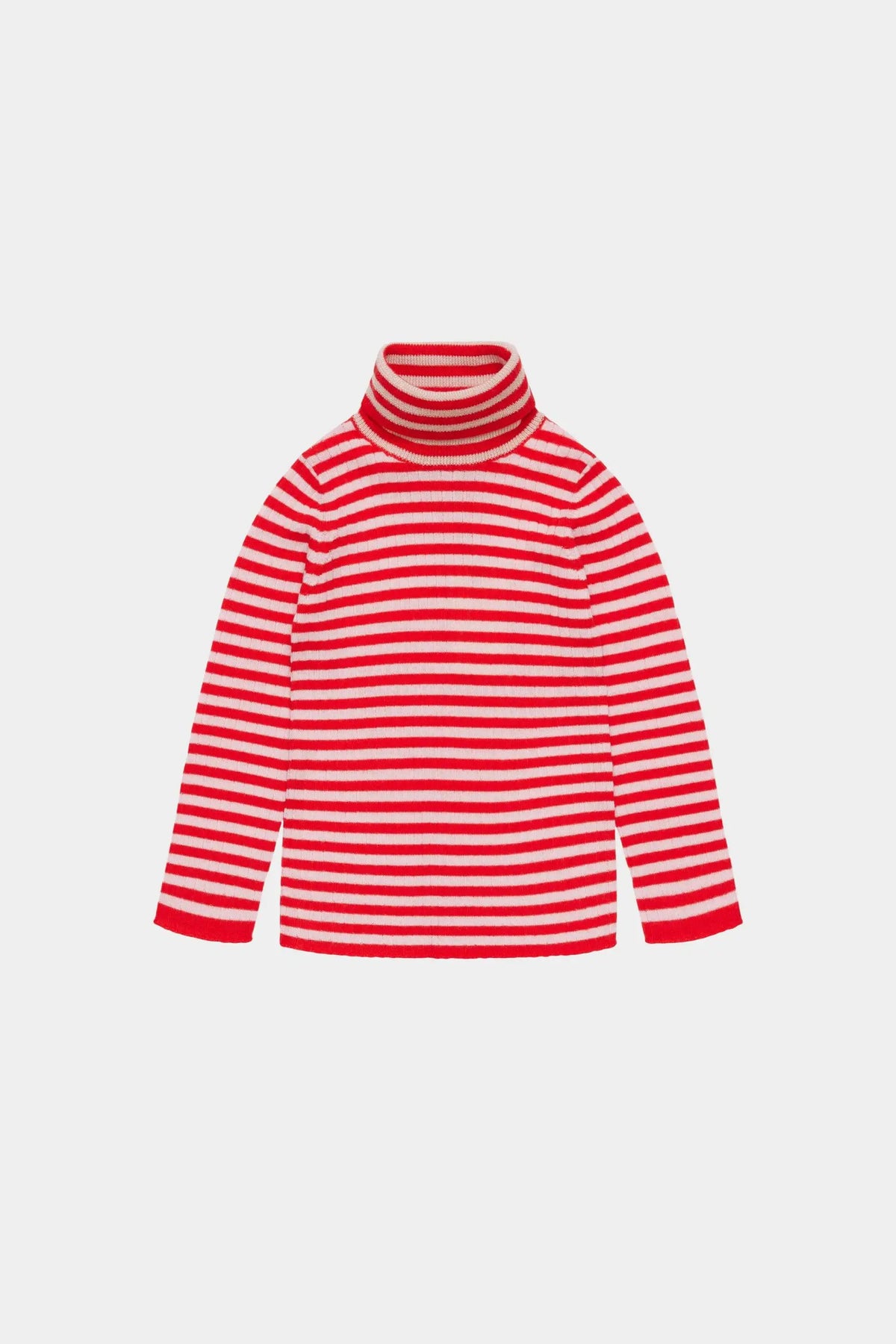 Merino striped turtleneck sweater in red and white by Citron Grenadine