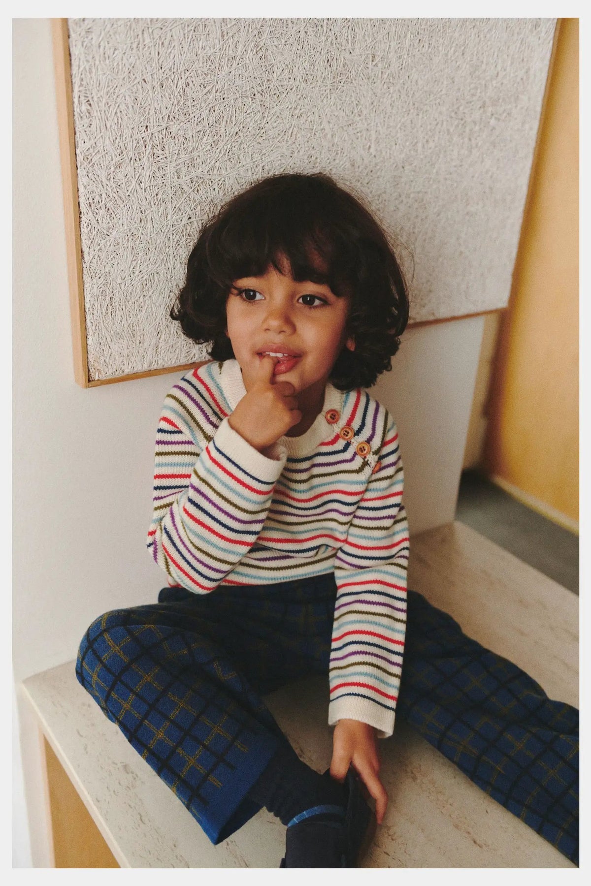FUB merino pullover anniversary stripe by Citron Grenadine, colorful striped kids knit sweater.