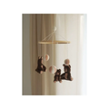 GAMCHA mobile with brown teddy bears and beige-pink felt balls on a wooden hoop