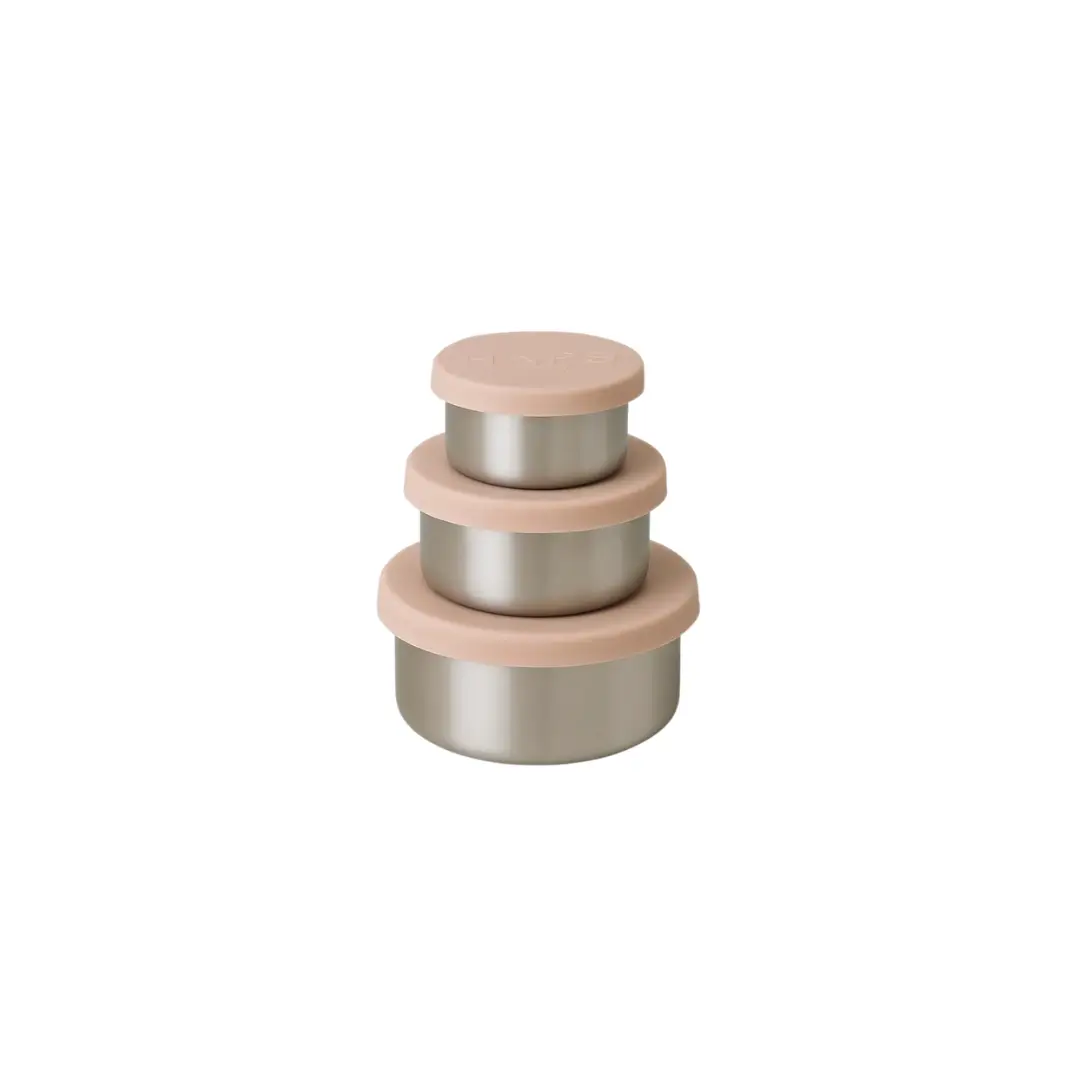 HAPS Nordic trio S blush stainless steel storage tins, set of 3