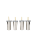 4 HAPS NORDIC ice lolly moulds with grey lids, stainless steel bodies and wooden sticks