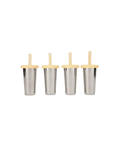 HAPS NORDIC ice lolly makers, 4 beige-lidded stainless steel molds with wooden sticks