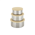 HAPS Nordic trio L food storage containers by Citron Grenadine, stainless steel with beige lids (set of 3)