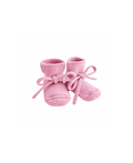 HVID chaussons booties in cotton candy pink, knitted baby booties with laces, set of 2