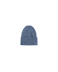 Newborn bonnet HVID in denim blue knit with folded cuff