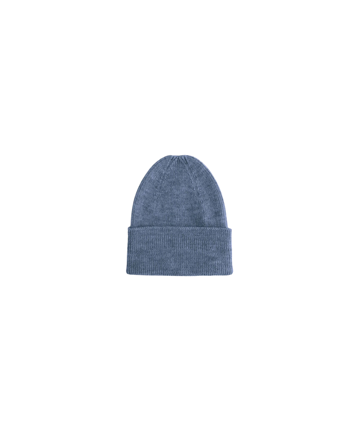 Newborn bonnet HVID in denim blue knit with folded cuff
