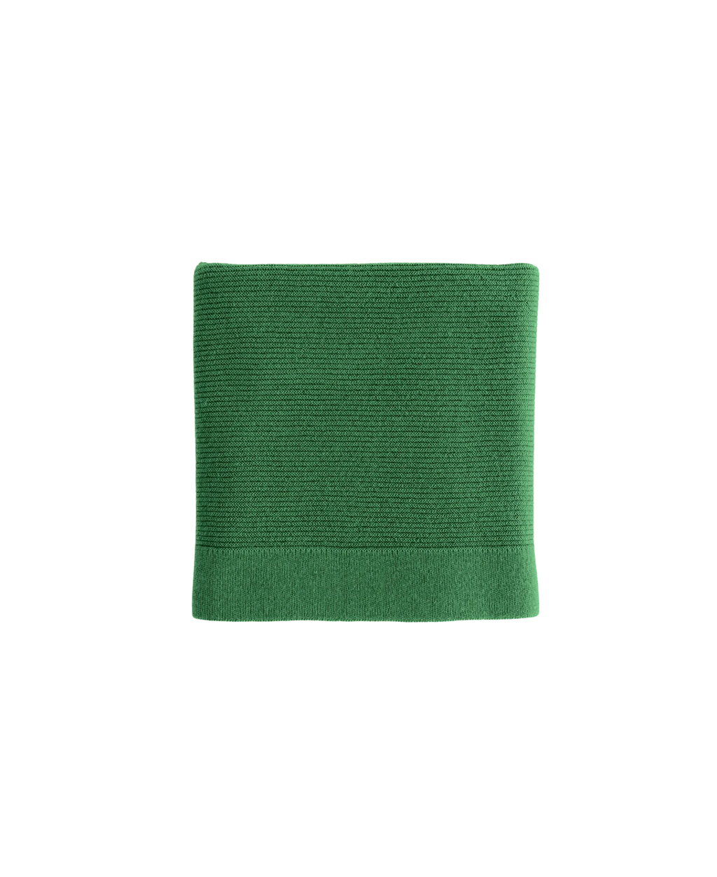 Couverture bébé en laine mérinos Gust grass vert gazon, pliée, tricot côtelé