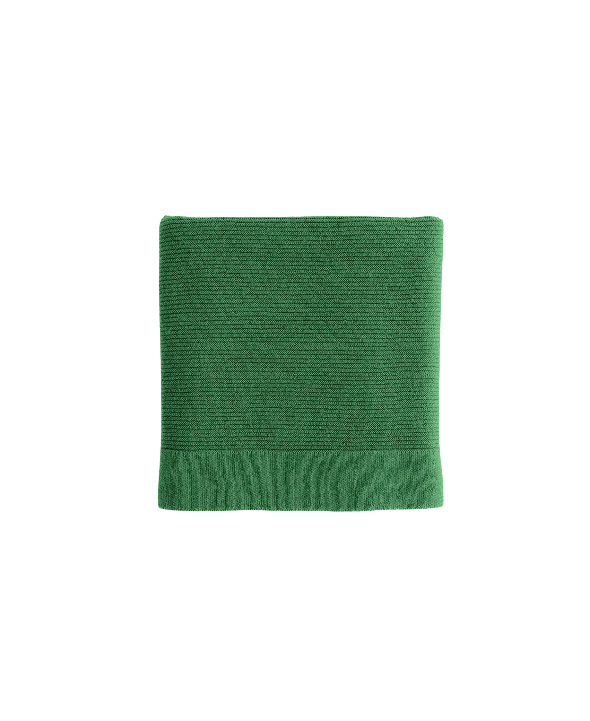 Couverture bébé en laine mérinos Gust grass vert gazon, pliée, tricot côtelé