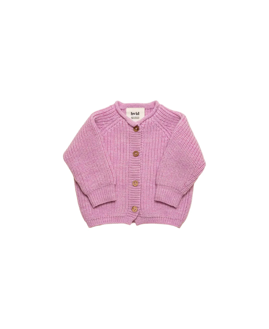 HVID cardigan Inga, cotton candy pink knit with brown wooden buttons