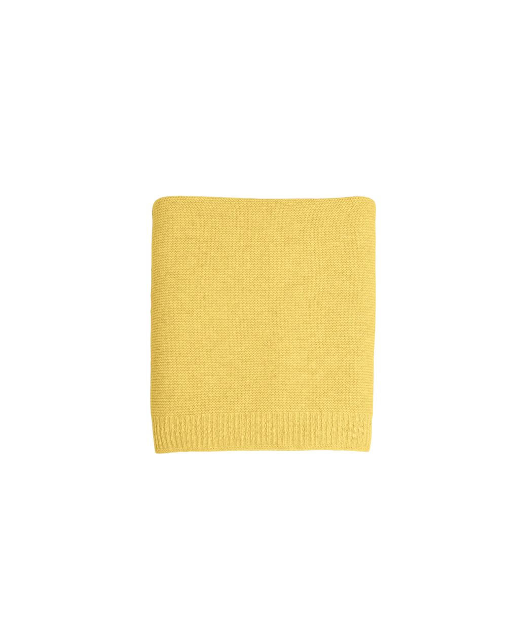 Katarina buttercup knit scarf, solid yellow, folded with ribbed edge
