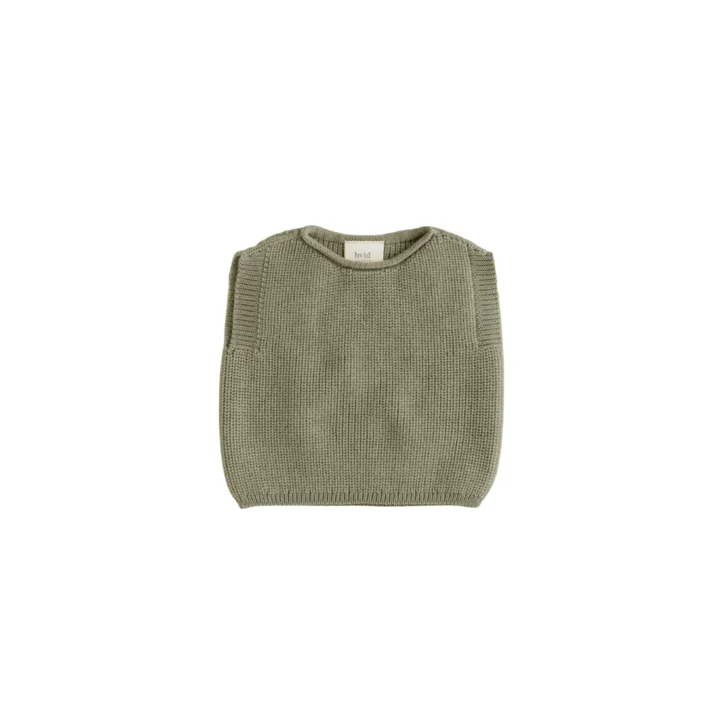 HVID harvey artichoke olive-green knitted sweater vest, sleeveless