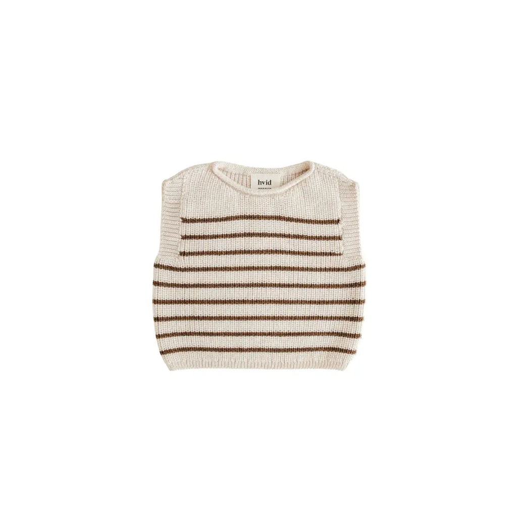 HVID Harvey knit vest in cream moccha with brown stripes, Citron Grenadine sweater
