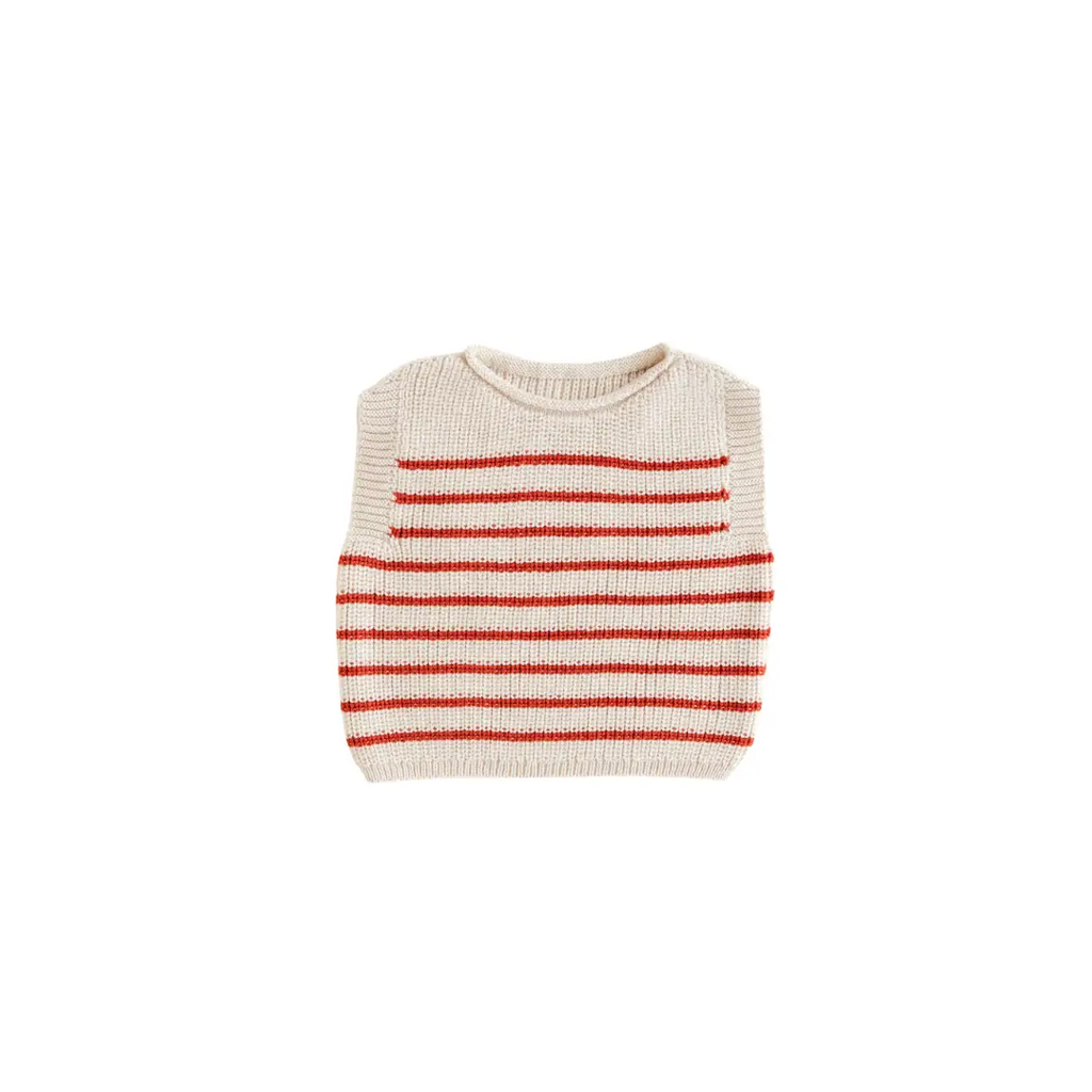 Harvey cream red striped knit sweater vest by Citron Grenadine