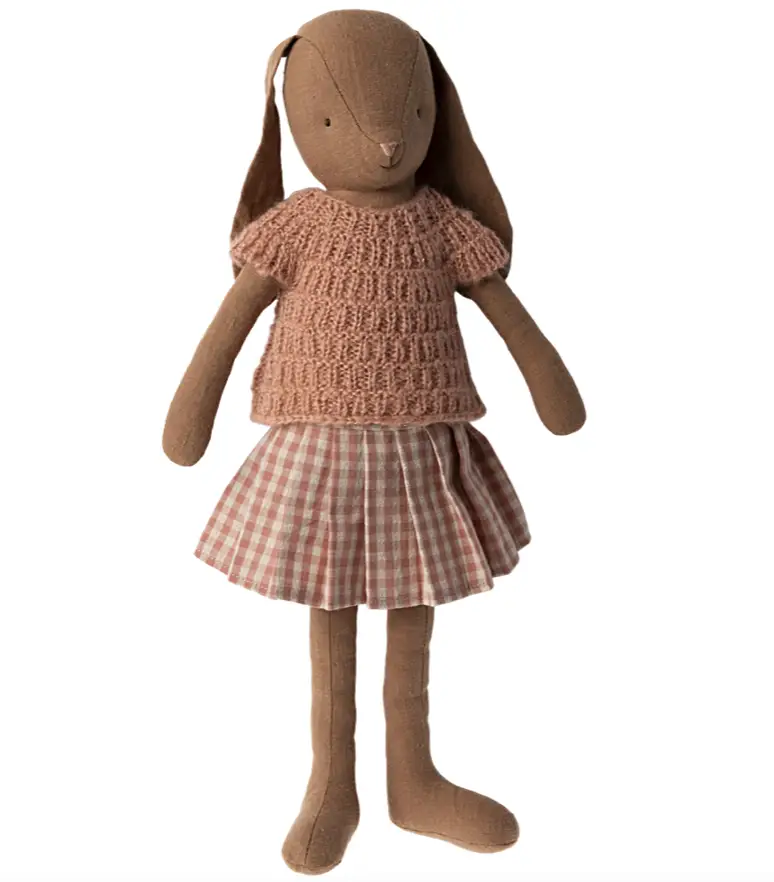 Maileg Bunny taille 3, Marron chocolat -Tricot et jupe by Citron Grenadine