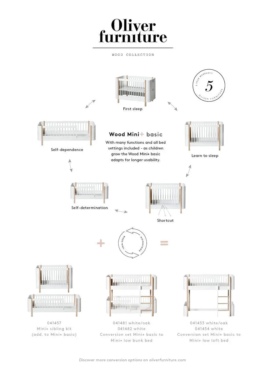 Oliver Furniture lit mini+ 0/9 ans / blanc/chêne by Citron Grenadine