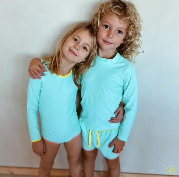 BAÏNES kiwi maillot anti UV / turquoise by Citron Grenadine