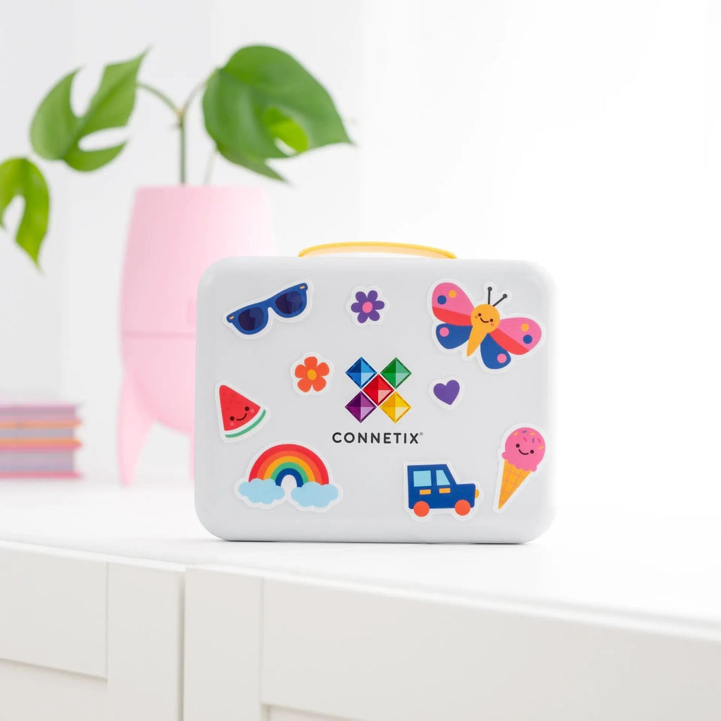 CONNETIX Travel Mini Pack 32 pc gray case with colorful stickers on lid