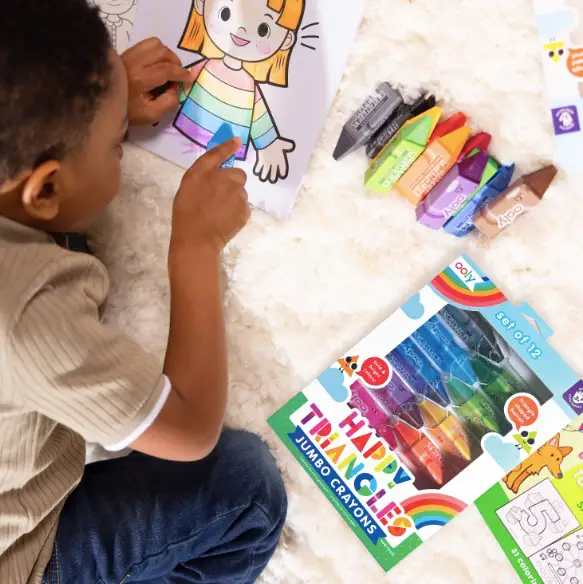 OOLY Happy Triangles Jumbo Crayons +3 ans by Citron Grenadine