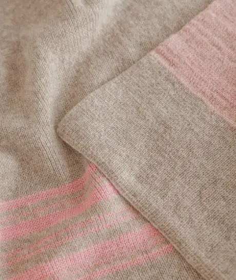 HVID Couverture bébé laine mérinos Gilbert sand & bubblegum – plaid naissance naturel by Citron Grenadine