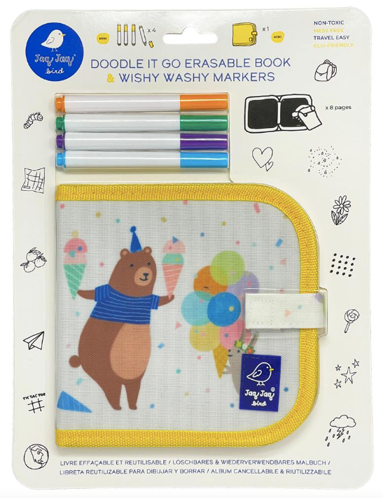 JAQ JAQ BIRD cahier à dessins réutilisable / ours wishy washy mini doodle it & go by Citron Grenadine