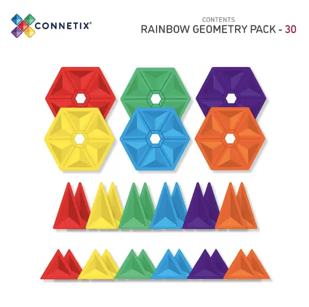 CONNETIX rainbow geometry pack 30 pièces by Citron Grenadine