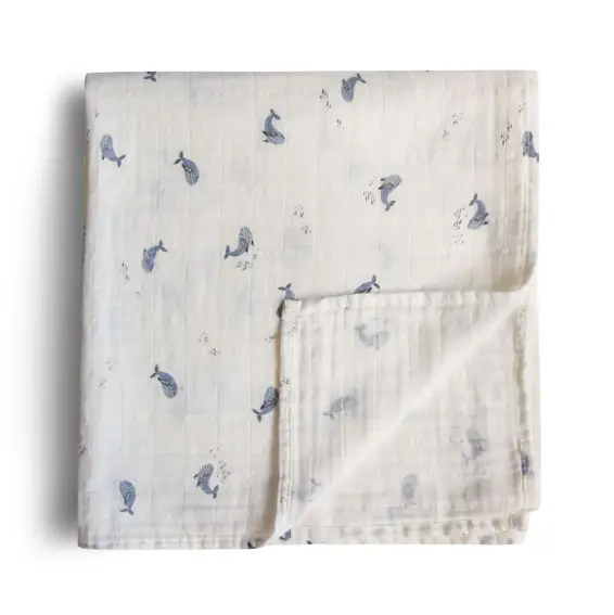 MUSHIE tetra en gaze de coton / whales by Citron Grenadine