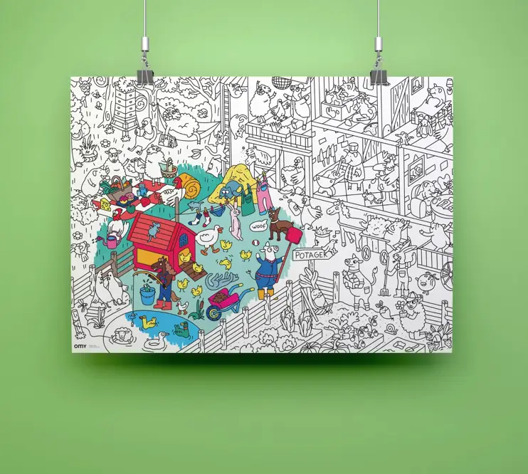 OMY poster géant à colorier / crazy farm by Citron Grenadine