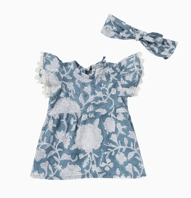 Bonheur du Jour robe Amicia pour poupées Tupia bleue by Citron Grenadine