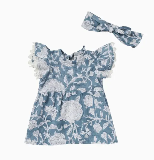 Bonheur du Jour robe Amicia pour poupées Tupia bleue by Citron Grenadine