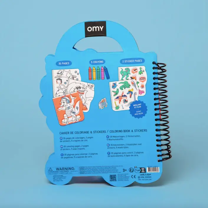 OMY cahier de coloriage et stickers / dino by Citron Grenadine