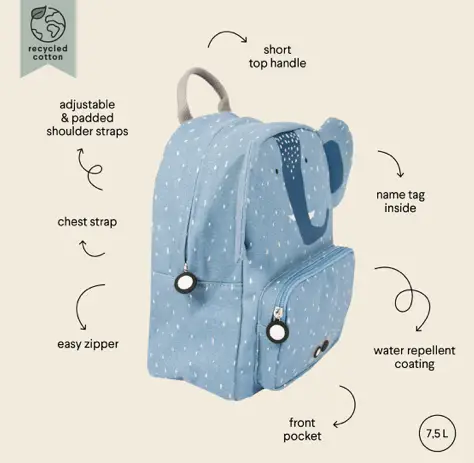 TRIXIE sac-à-dos / Mrs Elephant by Citron Grenadine