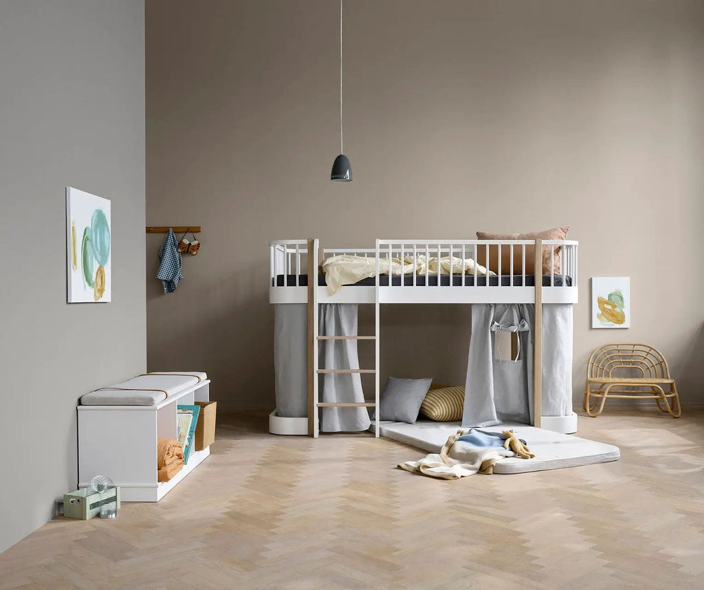 Oliver Furniture Lit mezzanine mi-haut Wood Original, blanc by Citron Grenadine