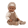 Minikane bambini Augustin / Salopette milleraies châtaigne et bonnet by Citron Grenadine