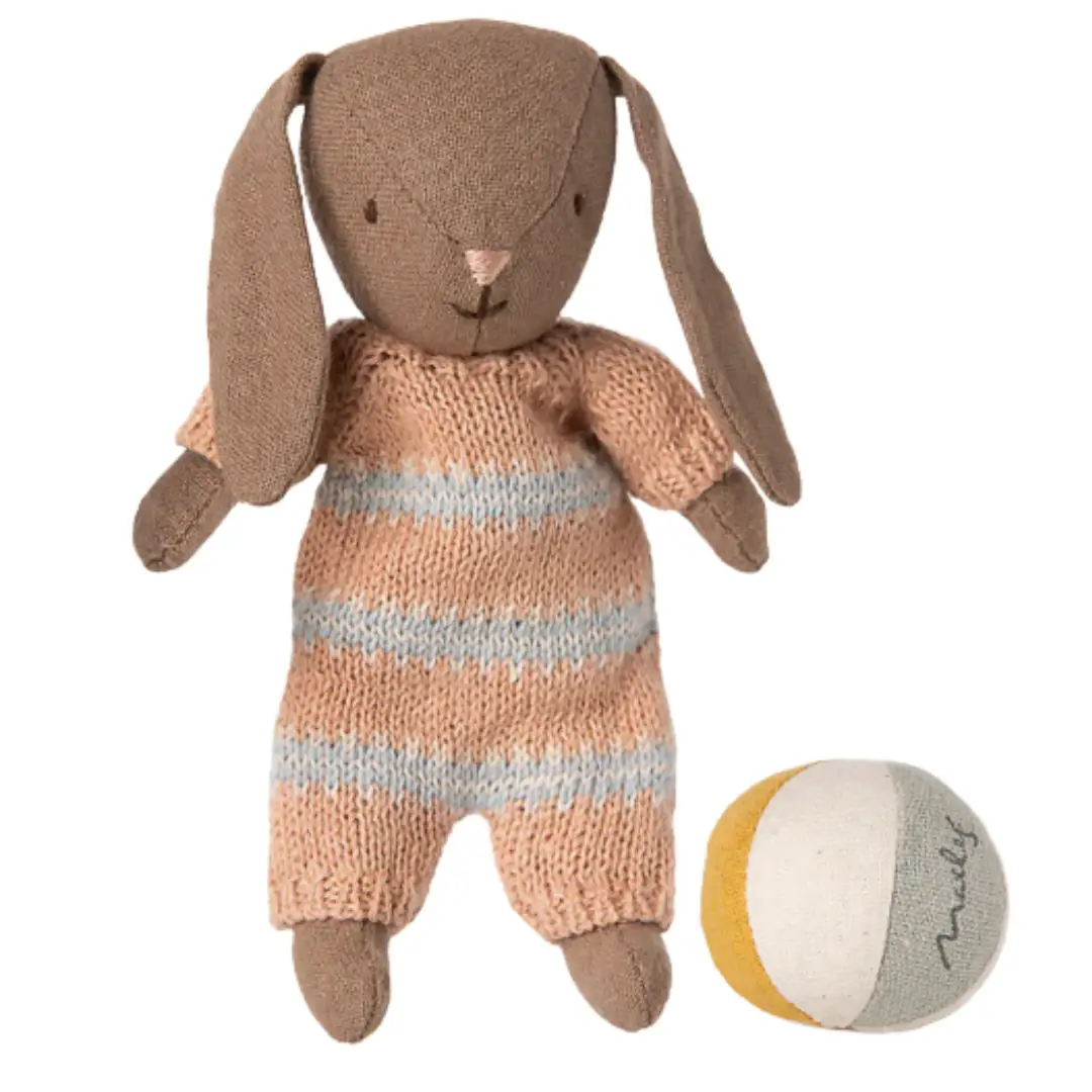 Maileg Bunny set, Micro - Brown - Dusty rose by Citron Grenadine