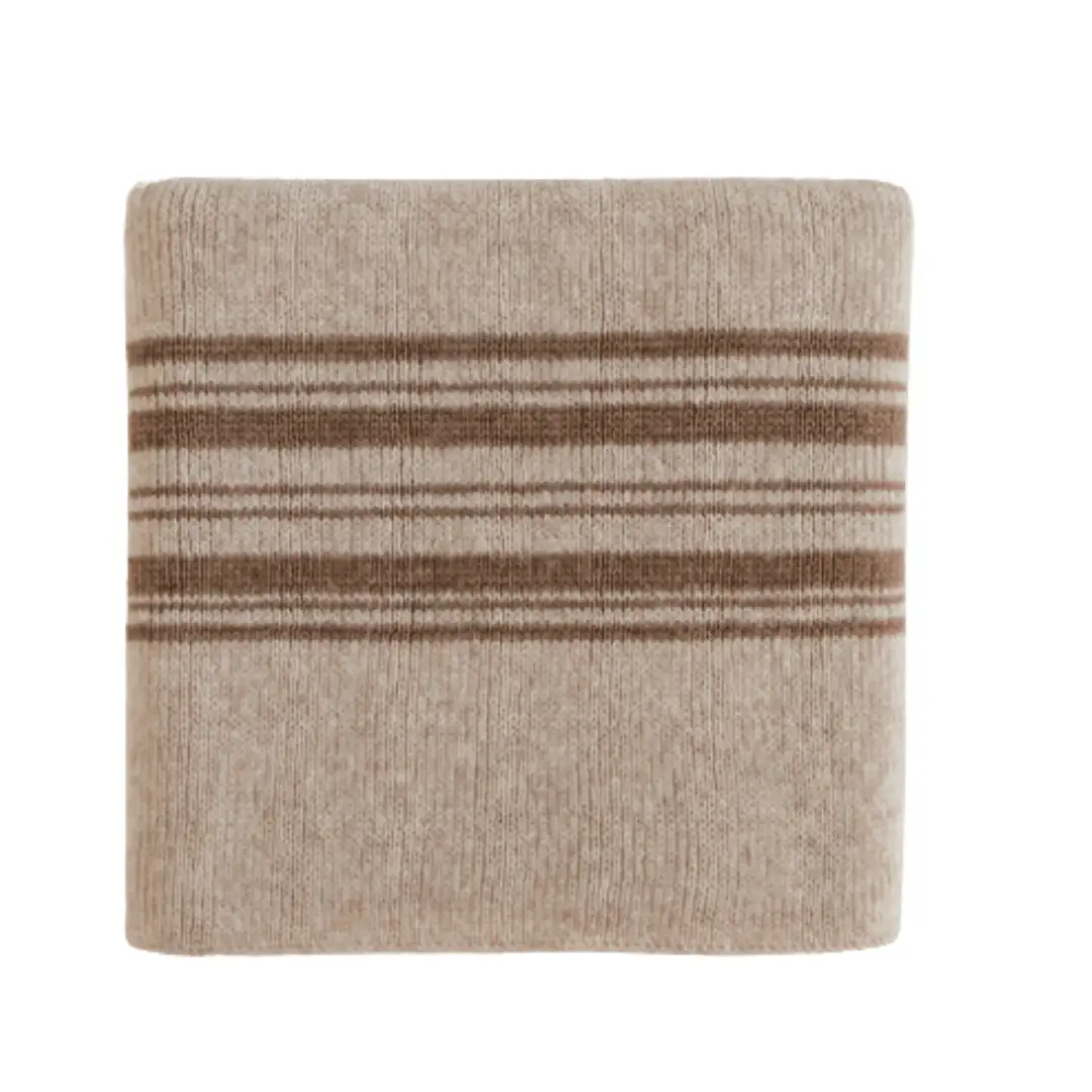 HVID Couverture bébé laine mérinos Gilbert sand & walnut – plaid naissance naturel by Citron Grenadine