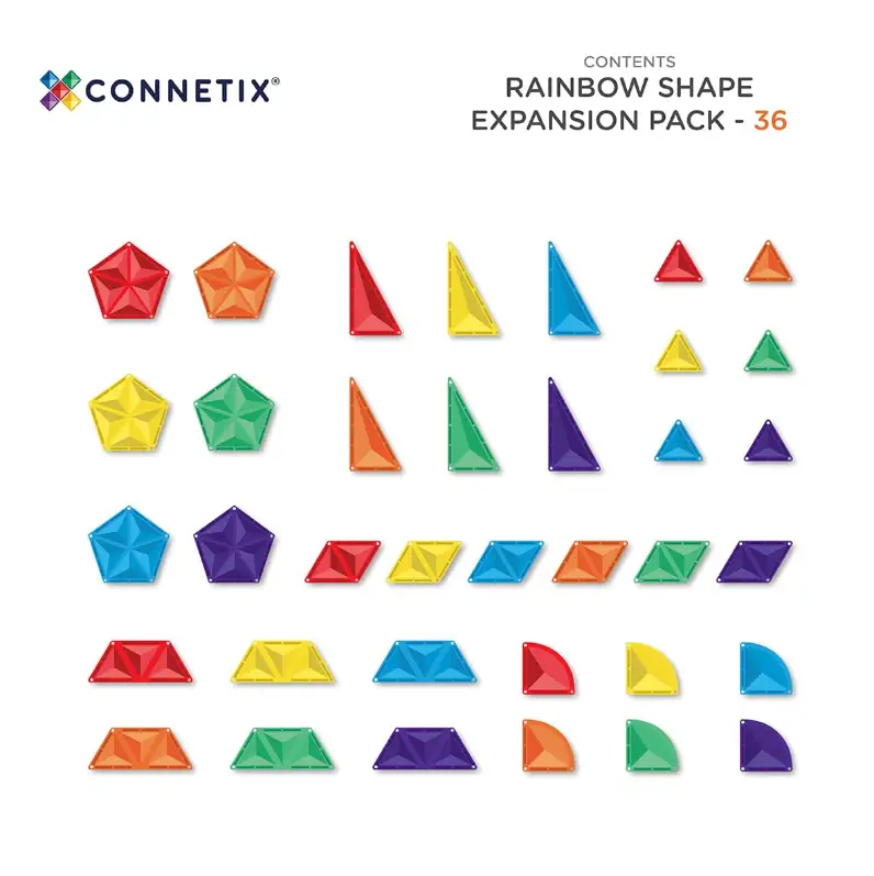 CONNETIX Rainbow Shape Expansion Pack 36 pièces by Citron Grenadine