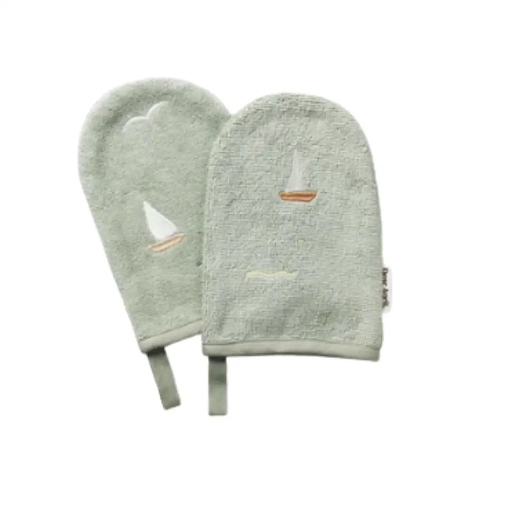 DEAR APRIL paw gants de toilette / sailboats by Citron Grenadine